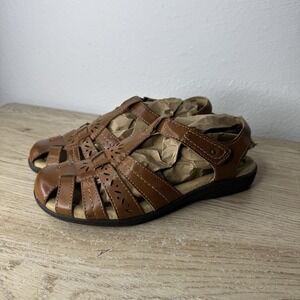 Earth Spirit Brown Faux Leather Fisherman Sandals Womens Size 8 Sintetico